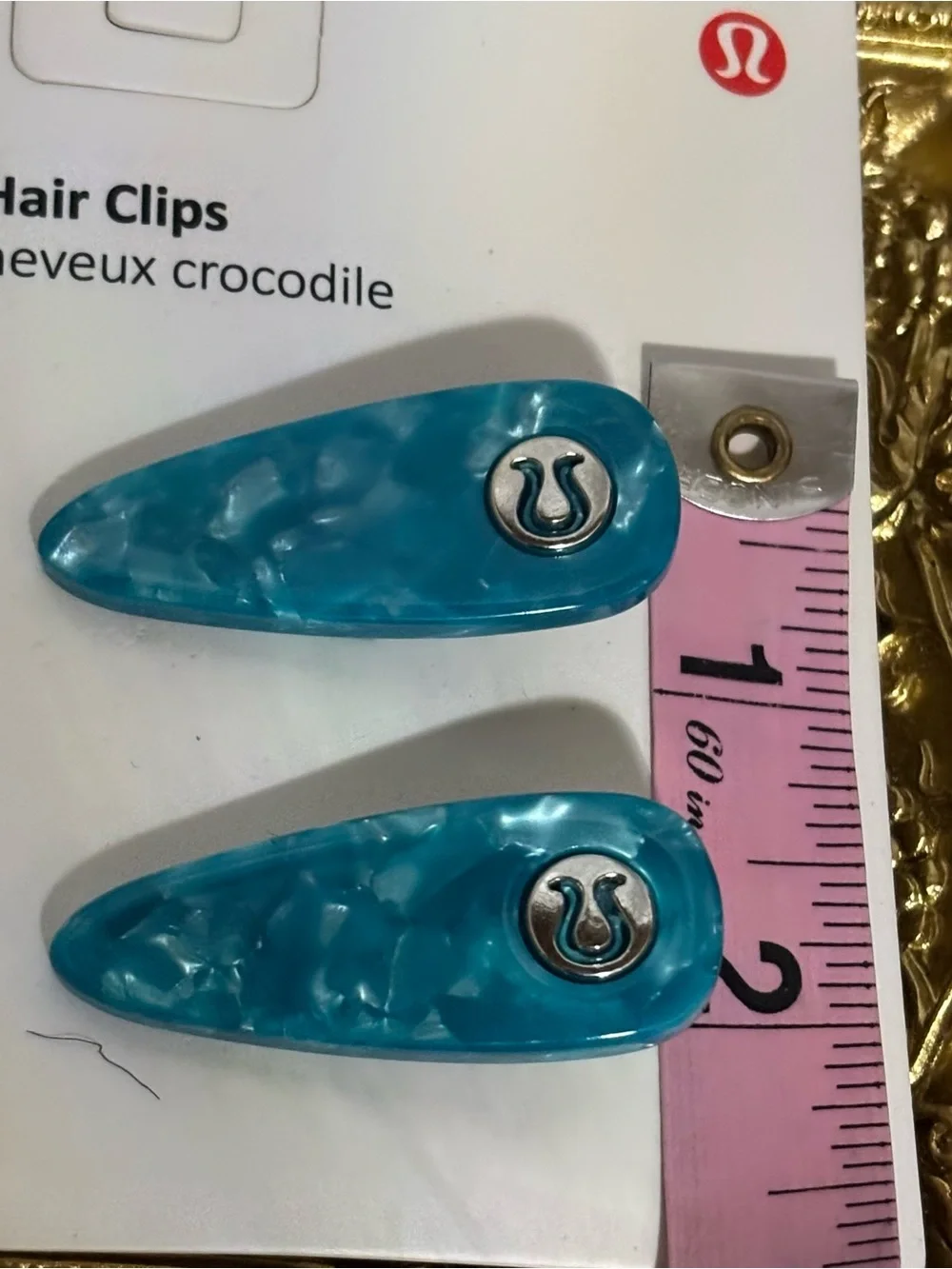 💙 lululemon Alligator Hair Clips 2 Pack Blue Pearlescent NWT